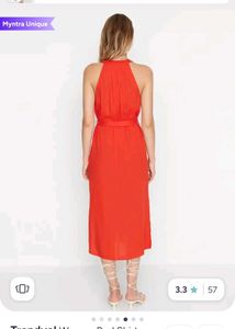 Vibrant Orange Button-Down Midi Dress