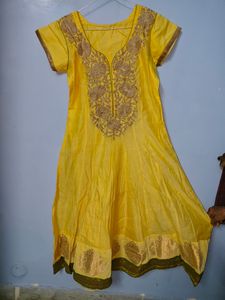 Yellow Embroidered Kurti