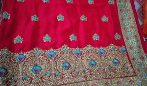 Red Embroidered Silk Saree