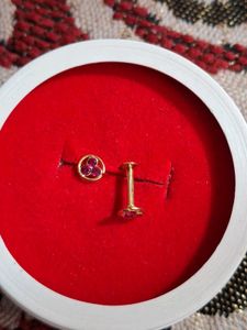 Gold &amp; Ruby Stud Earrings