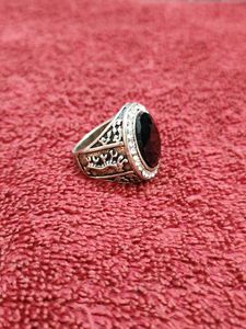 Statement Ring with Black Stone