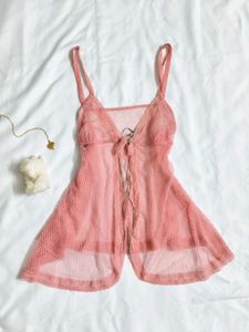 Sheer Pink Lace Babydoll