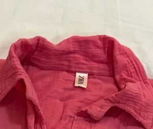 Zara Lightweight Gauze Pink Blouse