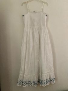 White Embroidered Midi Dress