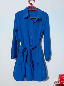 Chic Blue Ruffled Tunic Dress