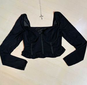 Black Sheer Corset Top