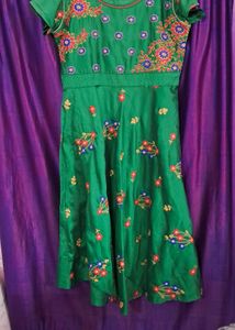 Green Embroidered Ethnic Gown