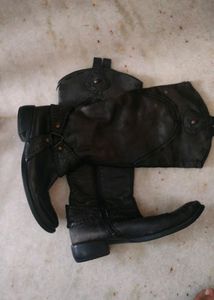 Vintage Black Leather Cowboy Boots 38/39