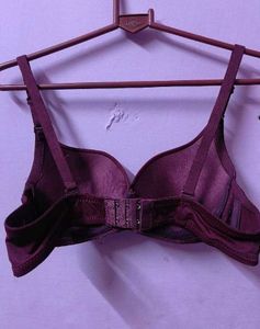 Burgundy Lace Trim Padded Bra