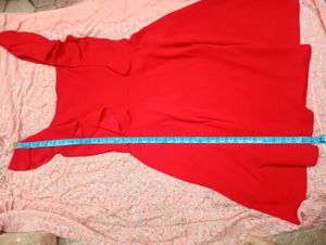 Red Flutter Sleeve Dress with Rainbow Wings