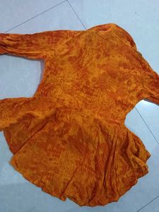 Vibrant Orange Textured Blouse