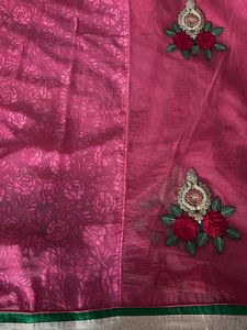 Pink Embroidered Saree