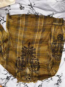 Yellow Plaid  with Black Embroidery