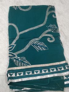 Georgette saree with silver work