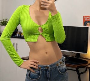 Lime Green Ribbed Crop Top
