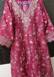 original pakistani suits Beautiful Red Floral Kurt