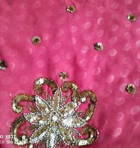 Elegant Pink Embellished Saree