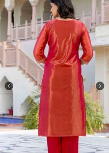 Stunning Red Embroidered Kurta Set