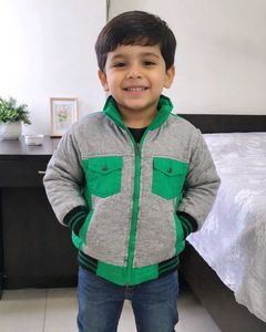 Boys and girls Grey & Green Padded Jacket