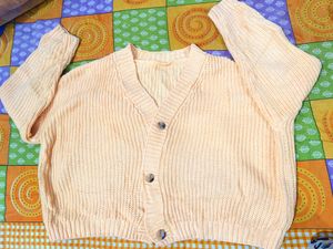 Cream Oversized Knitted Cardigan For Women