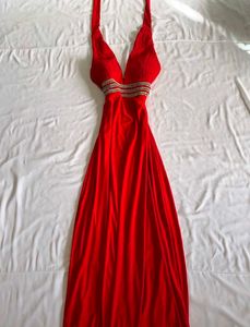 Stunning Red Halter Neck Evening Gown