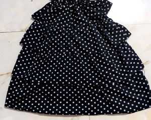 Navy Blue Polka Dot Tiered Dress