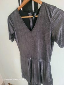Sparkly Silver V-Neck Romper