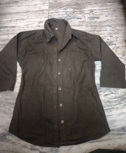 Chic brown Collared Button-Up Shirt