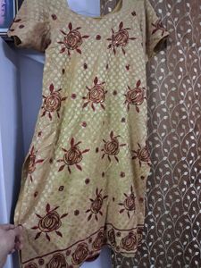 Embellished Chanderi Silk Golden Suit
