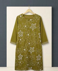 Olive Green Embroidered Kurta