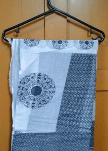 Stylish Grey & White Pure cotton Sarees(set of 2)
