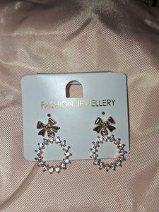 Sparkling Bow Hoop Earrings