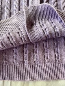 Lavender Cable Knit V-Neck Vest