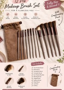 12 Pcs Makeup Brush Set with Pouch