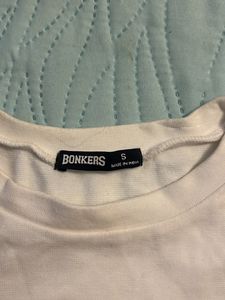 BONKERS White Crop Top Tshirt