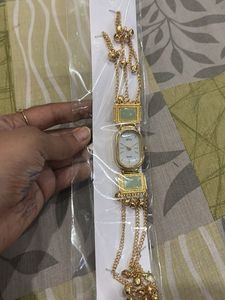 Unique Gold Chain Watch with Charms