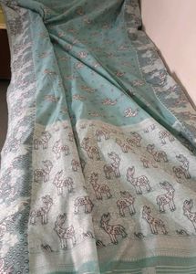 Beautiful Light Blue Saree with deer print