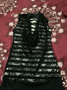 Black Lace Overlay Sleeveless Top