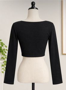 Basic Black Long Sleeve Crop Top