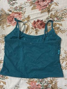Blue sequin crop top