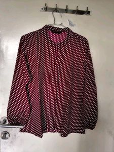 Chic Polka Dot (Maroon) Long Sleeve Top