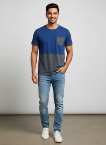 Blue Two-Tone Pocket Tee
