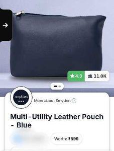 Multi-Utility Leather Pouch - Blue