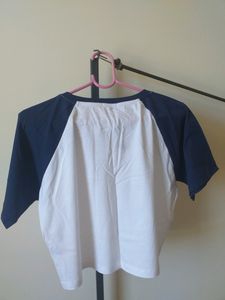 White &amp; Blue Crop Top