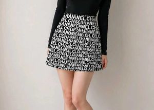 Designer Logo Print A-Line Skirt