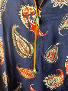 Navy Blue Paisley Print Long Kurti