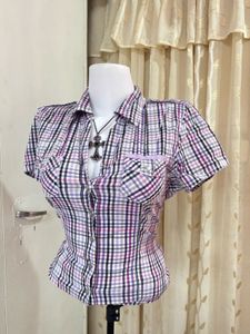 Cute Plaid Button-Up Shirt