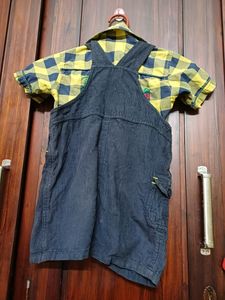 Combo Of Dungaree, Shirt And A Hat