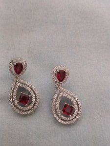 Elegant Red Stone Drop Earrings
