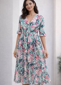 RIU (paris) Tropical Print Midi Dress